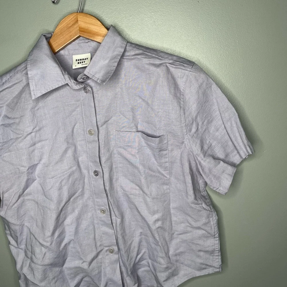 Aritzia Sunday Best Linen Organic Cotton Eliza Shirt - Lavender - Picture 5 of 12